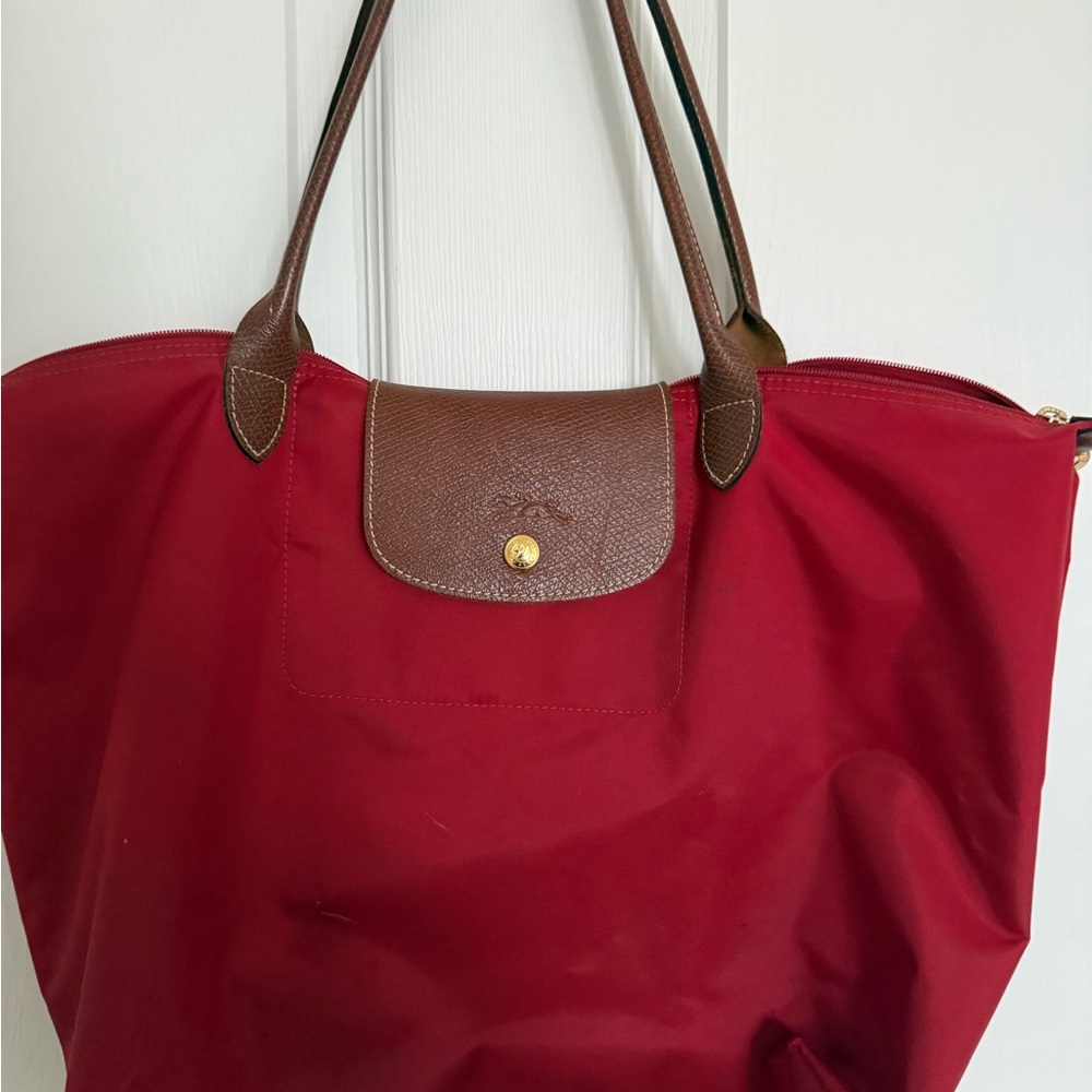 Longchamp Le Pliage Large Red Nylon tote. Good condition, needs a bit of TLC.